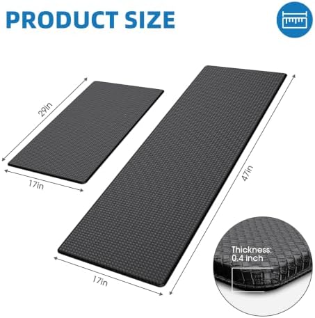 Kitchen Mats for Floor, [2PCS] Anti-Fatigue Kitchen Rugs, Black - Image 2