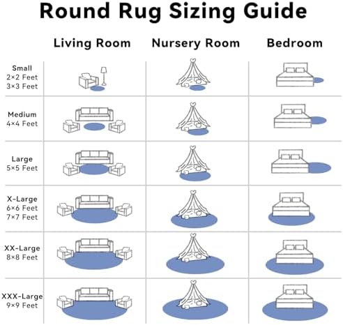 OLANLY Navy Blue Round Rugs for Bedroom - Machine Washable, 6 ft Circle Area Rugs for Living Room, Soft and Fluffy Shaggy Carpet for Teen Girls and Boys, Nursery Rooms, Dorms, Home Decor Aesthetic - Image 6