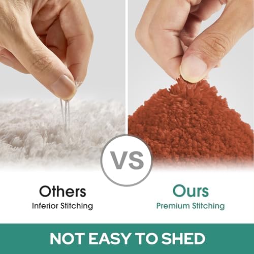 HOMEIDEAS Bathroom Rugs Sets 2 Piece, Super Soft and Absorbent Non Slip Microfiber U-Shaped Toilet Bath Mat Set (20"x32"+U20 x24, Burnt Orange) - Image 6