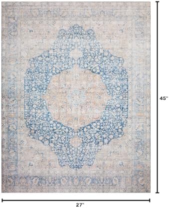 Loloi Layla Blue/Tangerine 2'-3" x 3'-9" Accent Rug - Image 2
