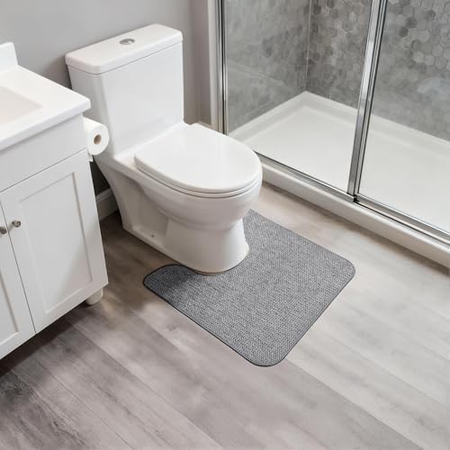 Bosap Toilet Rugs U Shaped Bathroom Rug,Machine Washable Non Slip Quick Dry Super Absorbent Ultra Thin Toilet Mats for Bathroom Toilet.Grey,1'8"x2'(20x24inch) - Image 6