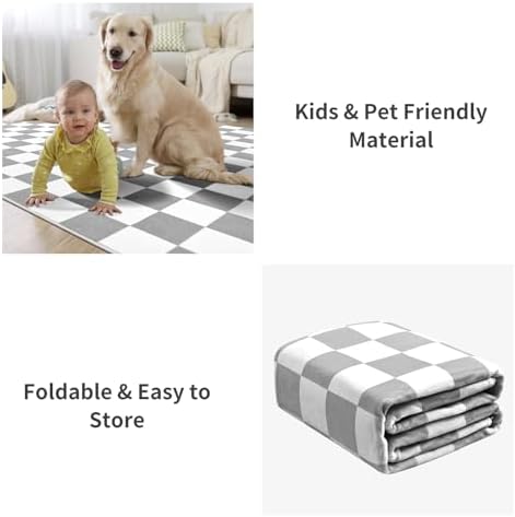 Terrug Grey and White Checkered Rug for Living Room, 8x10 Soft Area Rugs - Image 7