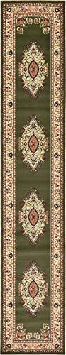 Unique Loom Reza Collection Traditional Persian Style Area Rug, 3 ft x 16 ft 5 in, Olive/Ivory - Image 3