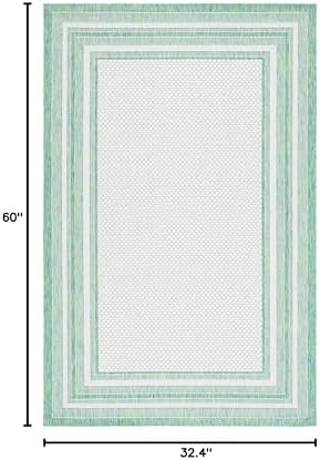 SAFAVIEH Courtyard Collection 2'7" x 5' Ivory/Green CY8475 Indoor/ Outside Waterproof Easy cleansingPatio Backyard Mudroom Area Mat - Image 2