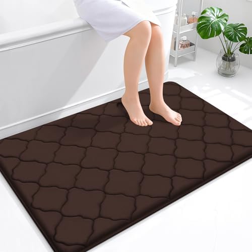OLANLY Memory Foam Bath Mat Rug 47x32, Ultra Soft Bathroom Rugs, Brown by OLANLY