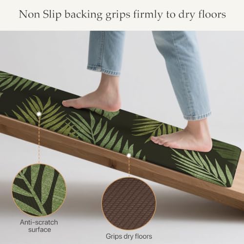 GENIMO Anti Fatigue Kitchen Mats for Floor 2PCS, Standing Rugs, Deep Green - Image 2