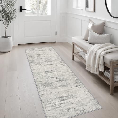2x6 Washable Runner Rug：Modern Abstract Kitchen Soft Carpet Gray - Image 3
