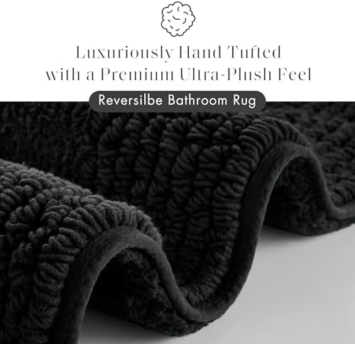Madison Park Splendor Reversible 100% Cotton Bath Rug, 24 x 44, Black - Image 2