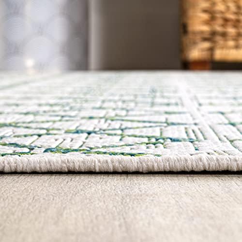 JONATHAN Y Moroccan Geometric Indoor Outdoor Square Area Rug 5X5 Green/Ivory, Ourika Textured Weave for Backyard, Patio, Porch, Easy-Cleaning, High Traffic, Pet-Friendly, Non-Shedding (SMB108R-5SQ) - Image 4