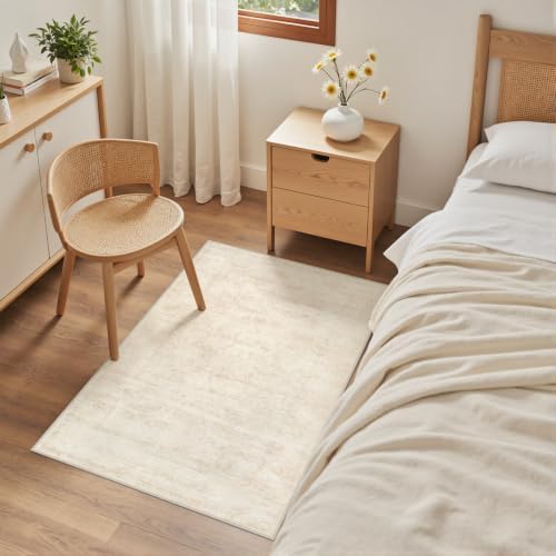 Washable Area Rugs 2x4: Living Room Bedroom Carpet Retro Beige - Image 4