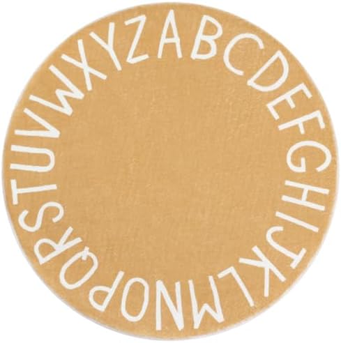 Topotdor Round ABC Area Rug,63 Inch Soft Floor Carpet,Brown by Topotdor