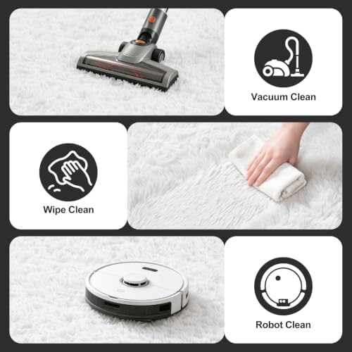 Shag Area Rugs for Bedroom Living Room,5X8 Ultra Soft White Fluffy Area Rugs for Dorm,Indoor Carpet Plush Rugs for Home Decor,White - Image 6