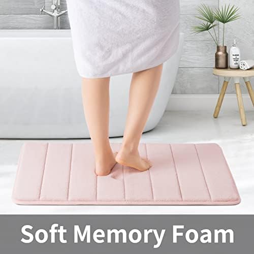 ROSMARUS Memory Foam Bath Mat, 17''x24'', Pink - Image 3