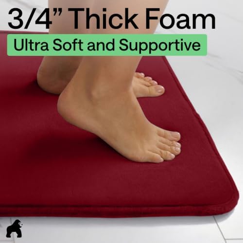 GORILLA GRIP® Memory Foam Bath Rug for Bathroom, 30x20 Burgundy - Image 4