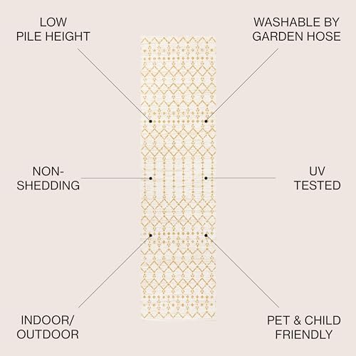 JONATHAN Y Moroccan Geometric Indoor Outdoor Runner Rug 2X8 Cream/Yellow, Ourika Textured Weave for Backyard, Patio, Porch, Easy-Cleaning, High Traffic, Pet-Friendly, Non-Shedding (SMB108J-28) - Image 2