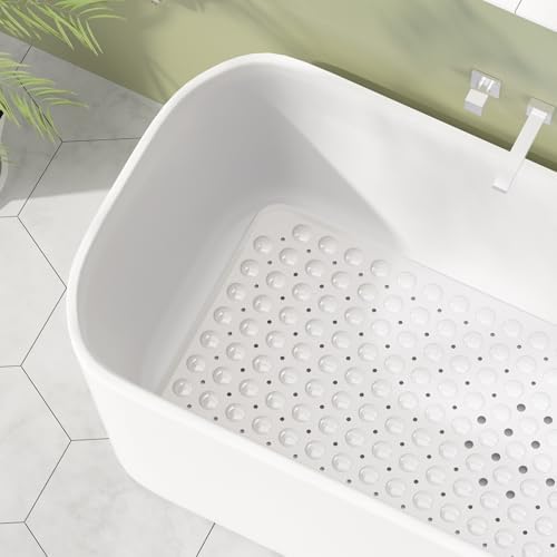 AmazerBath Shower Mat Non Slip 40 x 16 Inches, Shower Stall Mats with Suction Cups and Drain Holes, Non Slip Bath Mat for Tub for Elderly & Kids, White - Image 3