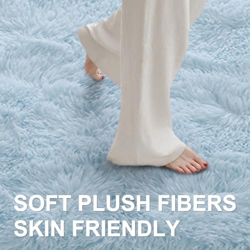 4x6 Ft Shag Rugs for Bedroom Living Room, Ultra Soft Fluffy Furry Area Rugs for Indoor Floor, Aesthetic Carpet for Kids Home Decor (Light Blue) - Image 4