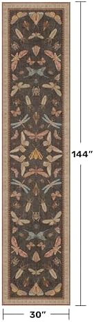 Hazo Haus Orange Brown Hallway Runner Rug 2'6"x12', Soft Low Pile Non Slip Carpet for Kitchen Floor & Front Door Entrance, Vintage Insect Moth Décor - Image 2