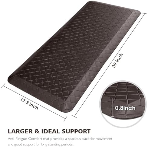 HappyTrends Kitchen Floor Mat - 4/5 Inch Thick Anti-Fatigue Kitchen Rug,Waterproof Non-Slip Kitchen Mats and Rugs Heavy Duty Ergonomic Comfort Rug for Kitchen,Office,Sink(17.3" x 39", Chocolate) - Image 2