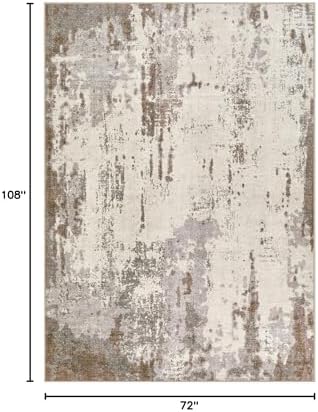 UERMEI 6x9 Area Rug Living Room Rugs - Washable Neutral Modern Abstract Soft Thin Rug Indoor Floor No Slip Rug Carpet for Bedroom Under Dining Table Home Office Decor - Brown/Grey/Beige - Image 2