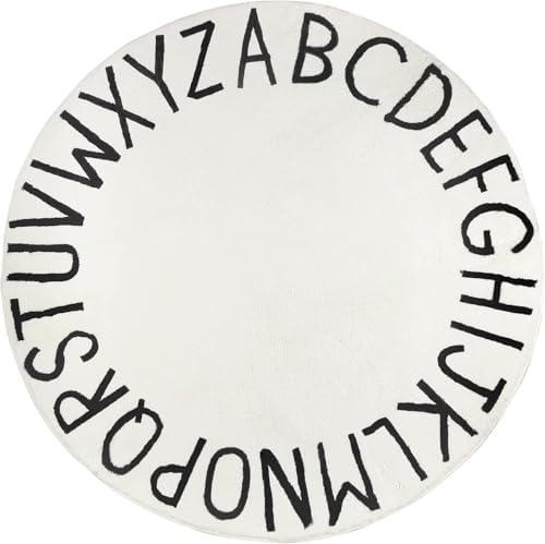 Topotdor Round ABC Area Rug,96 Inch Soft Floor Carpet,Teal by Topotdor