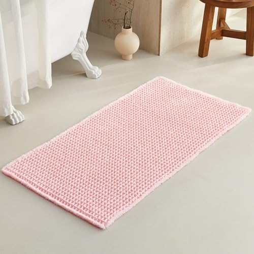 TYUU Waffle Bath Mat, Cute Bathroom Rugs Non Slip, 48x24 Light Peachy Pink by TYUU
