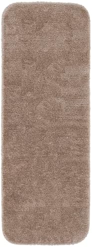 Garland Rug Traditional 22 in. x 60 in. Plush Nylon Washable Bath Rug Runner Taupe by Garland+Rug