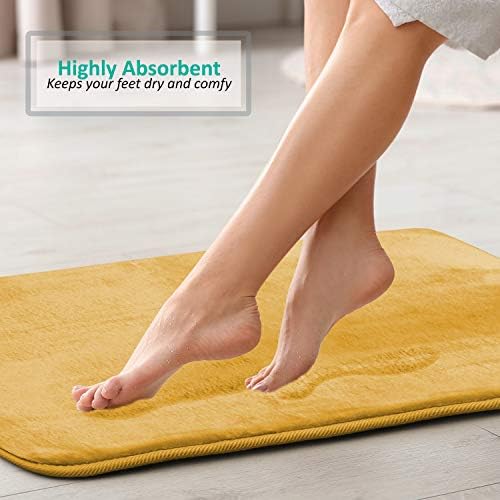 Clara Clark 2 Piece Bathroom Rugs Bath Mat Set, Velvet Memory Foam Bath Mats for Bathroom - Non-Slip, PVC Backing Bath Rugs, Washable - Dries Quickly, Gold - Image 2
