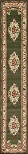 Unique Loom Reza Collection Traditional Persian Style Area Rug, 3 ft x 16 ft 5 in, Olive/Ivory by UniqueLoom