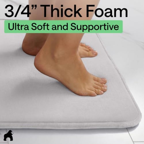 GORILLA GRIP® Memory Foam Bath Rug for Bathroom, 30x20 Light Gray - Image 4