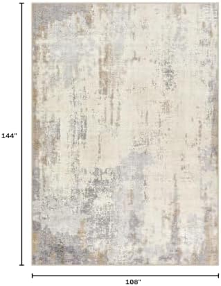 UERMEI 9x12 Area Rug Living Room Rugs - Washable Neutral Modern Abstract Soft Thin Rug Indoor Floor No Slip Rug Carpet for Bedroom Under Dining Table Home Office Decor - Light Brown/Gray - Image 2