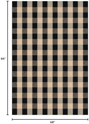 KILOCOCO Buffalo Plaid Checkered Rug 5x7 ft Living Room Rug Brown and Black - Image 2