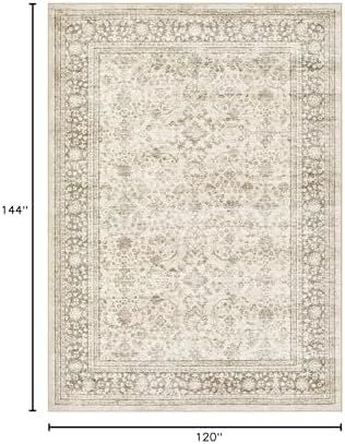 10x12 Area Rug for Living Room:Washable Vintage Yellowish Brown Rug - Image 2
