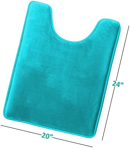 Clara Clark Bathroom Rugs, Velvet Memory Foam Bath Mat, Non-Slip, Machine Washable Bath Rugs - Dries Quickly, Ultra Soft Plush Bath Mats for Bathroom, 20 x 24, Teal Blue - Image 3