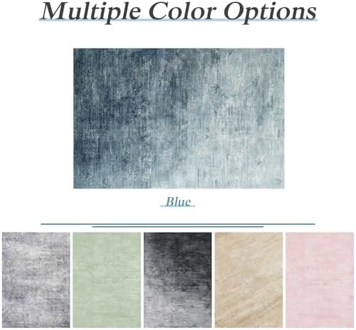 8x10 Washable Area Rug, Blue Solid Area Rugs for Living Room & Bedroom - Image 6