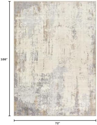 UERMEI 6x9 Area Rug Living Room Rugs - Washable Neutral Modern Abstract Soft Thin Rug Indoor Floor No Slip Rug Carpet for Bedroom Under Dining Table Home Office Decor - Light Brown/Gray - Image 2