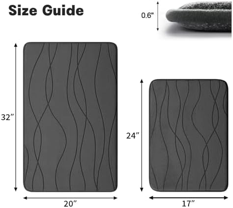 YIHOUSE Bathroom Rugs Set 2 Piece, Memory Foam Bath Mat Dark Grey - Image 2