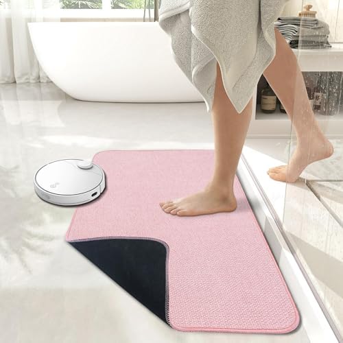 Bath Mat,Ultra Thin Bathroom Rugs,Rubber Bath Mats for Bathroom,No Slip Bath Rugs,Quick Dry,Machine Washable,Low Pile,Absorbent,Shower Outside,Sink,Home Decor Accessories.Pink,1'5"x2'3"(17x27inch) - Image 6