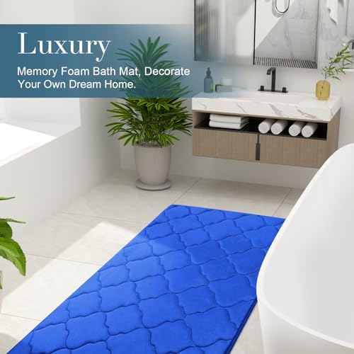 OLANLY Memory Foam Bath Mat Rug 47x24, Ultra Soft Bathroom Rugs, Royal Blue - Image 6