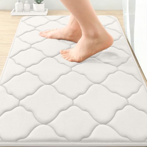 OLANLY Memory Foam Bath Mat Rug 30x20, Ultra Soft Bathroom Rugs, Cream by OLANLY