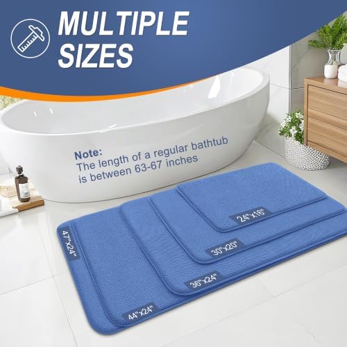 OLANLY Memory Foam Small Bathroom Rug 24x16, Absorbent Mat, Cornflower Blue - Image 5