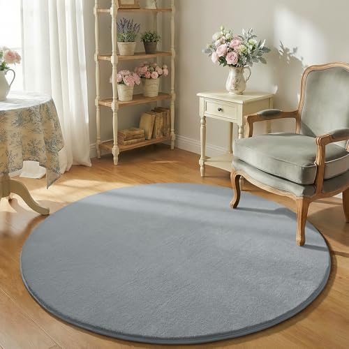 Amearea Grey Round Area Rugs 4ft Circle Rugs for Bedroom Living Room - Image 7