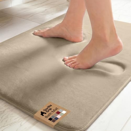 GORILLA GRIP® Memory Foam Bath Rug for Bathroom, 24x17 Taupe by GorillaGrip