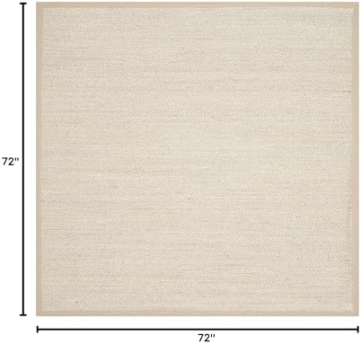 SAFAVIEH Natural Fiber Square Rug 6' Textured, Marble & Linen NF143B - Image 2