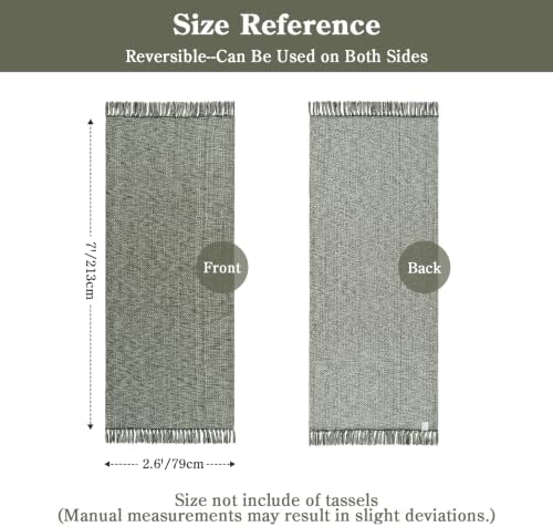 Collive Boho Hallway Runner Rug, 2.6' x 7' Sage Green Bathroom Mats - Image 2
