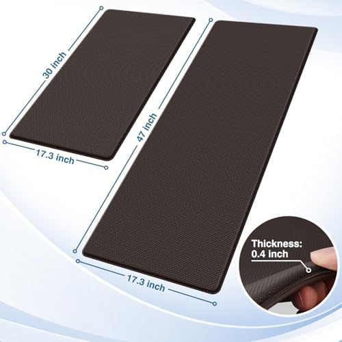 StepRite Kitchen Mats for Floor, 2-Piece Anti-Fatigue Rugs, Chocolate - Image 2
