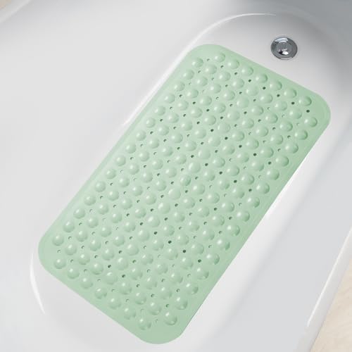 AmazerBath Bath Tub Mat, Medium Size 27.6 x 15 Inches Non-Slip Shower Mats with Suction Cups and Drain Holes, Bathroom Bathtub Mats Machine Washable (Mint Green) - Image 5