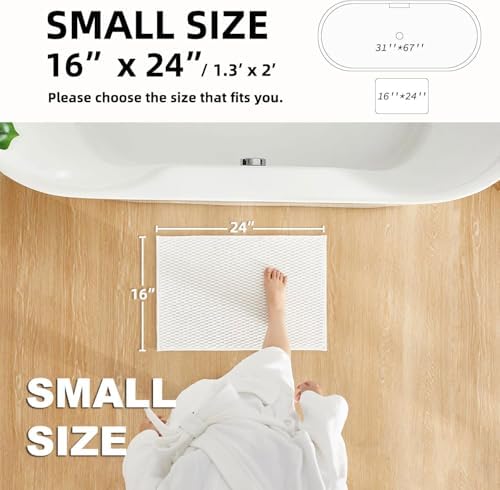 TYUU Bathroom Rugs Non Slip Washable, Super Absorbent Thin Bath Mat Small Quick Dry Low Pile Bathroom Rug, White 16"x24" / 1'4" x 2' - Image 2