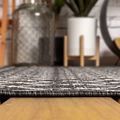JONATHAN Y Moroccan Geometric Indoor Outdoor Round Area Rug 6 Ft Black/Gray, Ourika Textured Weave for Backyard, Patio, Porch, Easy-Cleaning, High Traffic, Pet-Friendly, Non-Shedding (SMB108F-6R) - Image 6