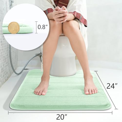 Yimobra Memory Foam Toilet Bath Mat U-Shaped, 24 X 20 Inches,Soft and Comfortable, Super Water Absorption, Non-Slip, Machine Wash and Easier to Dry for Bathroom Commode Contour Rug, Pale Green - Image 3